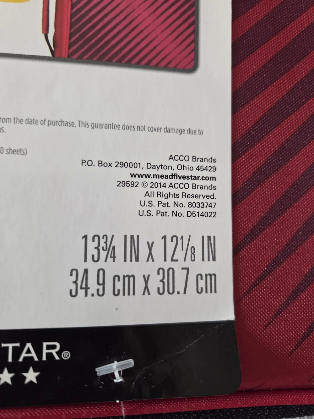 NWT Mead Five Star Red and Black Zipper Binder - 2